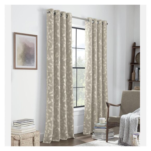 Linden Street Top Light-Filtering Single Curtain Panel Silver Beige Brown 50x84 - Picture 4 of 7